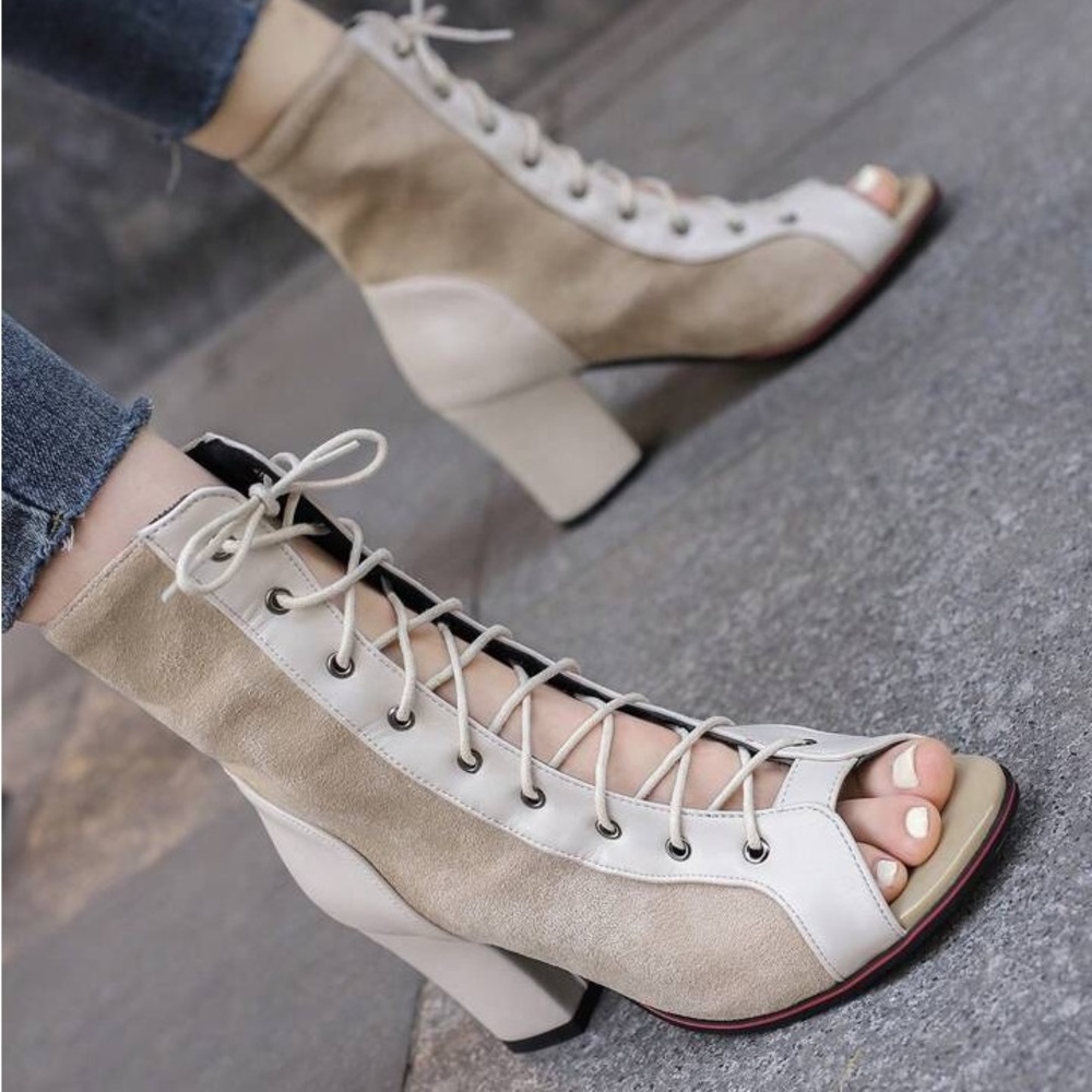 celebrity pink - beige open ankle heels